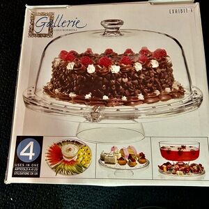 4 Uses Cake Stand with Cover,5 Section Divided Plate,Punch Bowl,Pedestal Plate